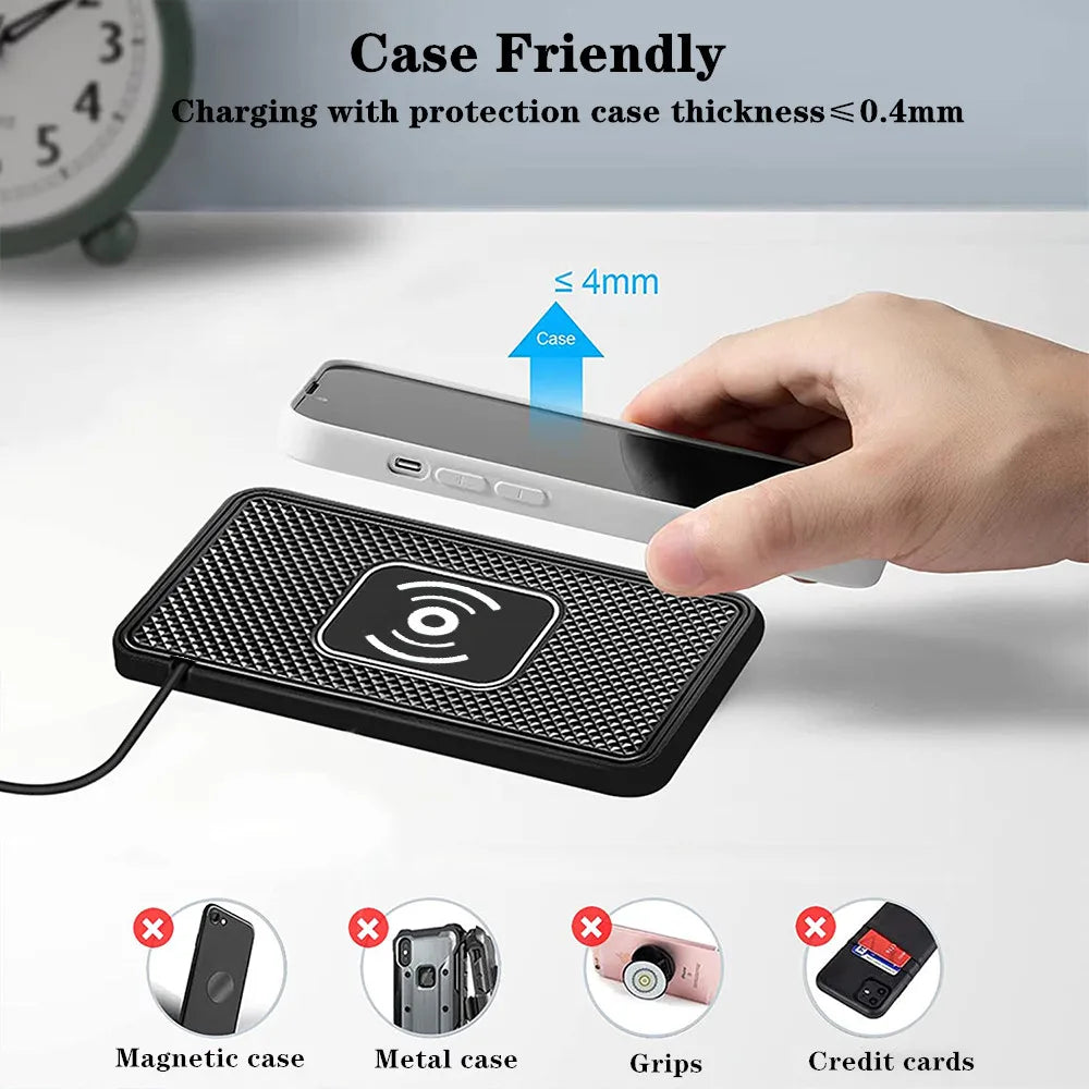 Wireless Charger for Iphone 15 14 Pro Max Samsung Galaxy S23 Xiaomi Huawei Fast Charging Non-Slip Pad Car Wireless Charger