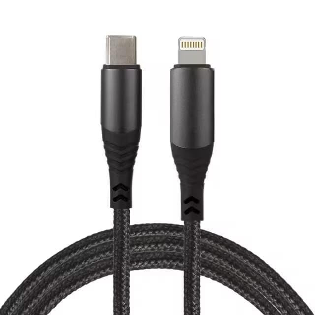 USB-C to 8-Pin Connector Cable, 3-Pack, 1m/3ft, Fast Charging, Nylon Braided, Black, Compatible with iPhone 14 13 12 11 Pro Max XR, iPad Air