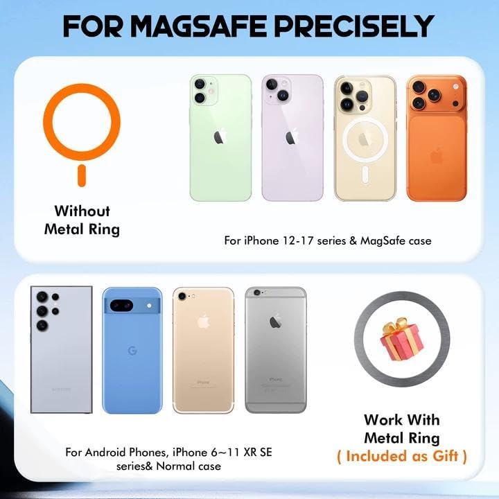 Vacuum & Magnetic Car Phone Holder for Magsafe 【Upgraded 120+ LBS】 360° Adjustable Cell Phone Holders for Your Car, Car Phone Mount Accessories for Iphone 17 Pro Max 16 15 14 13 12 Air Plus
