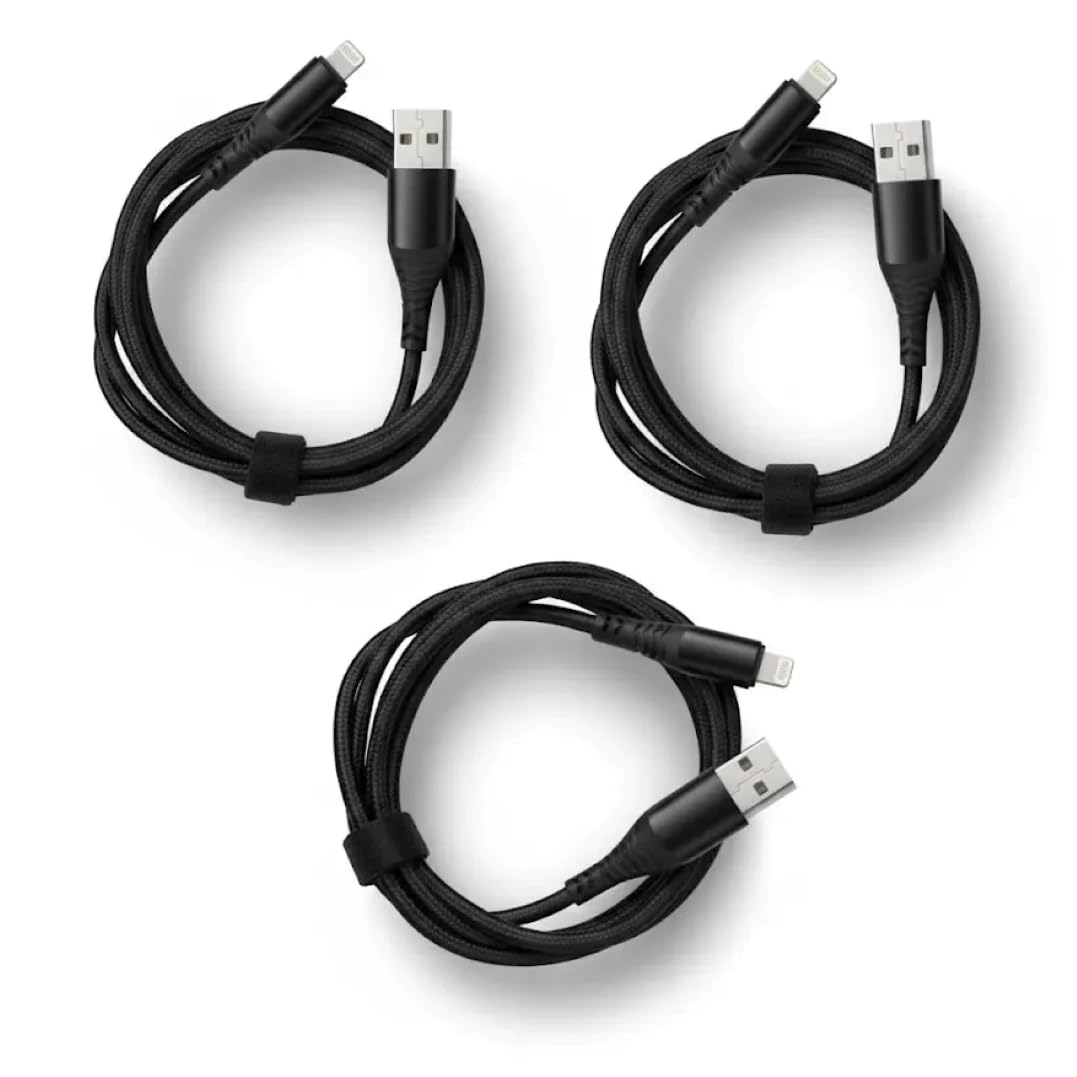 Fast Charging Lightning Cable 3-Pack || 1m/3ft || USB-A to Lightning Charging Cord for iPhone 14/13/12, iPad Pro/Air, iOS Devices, Data Sync