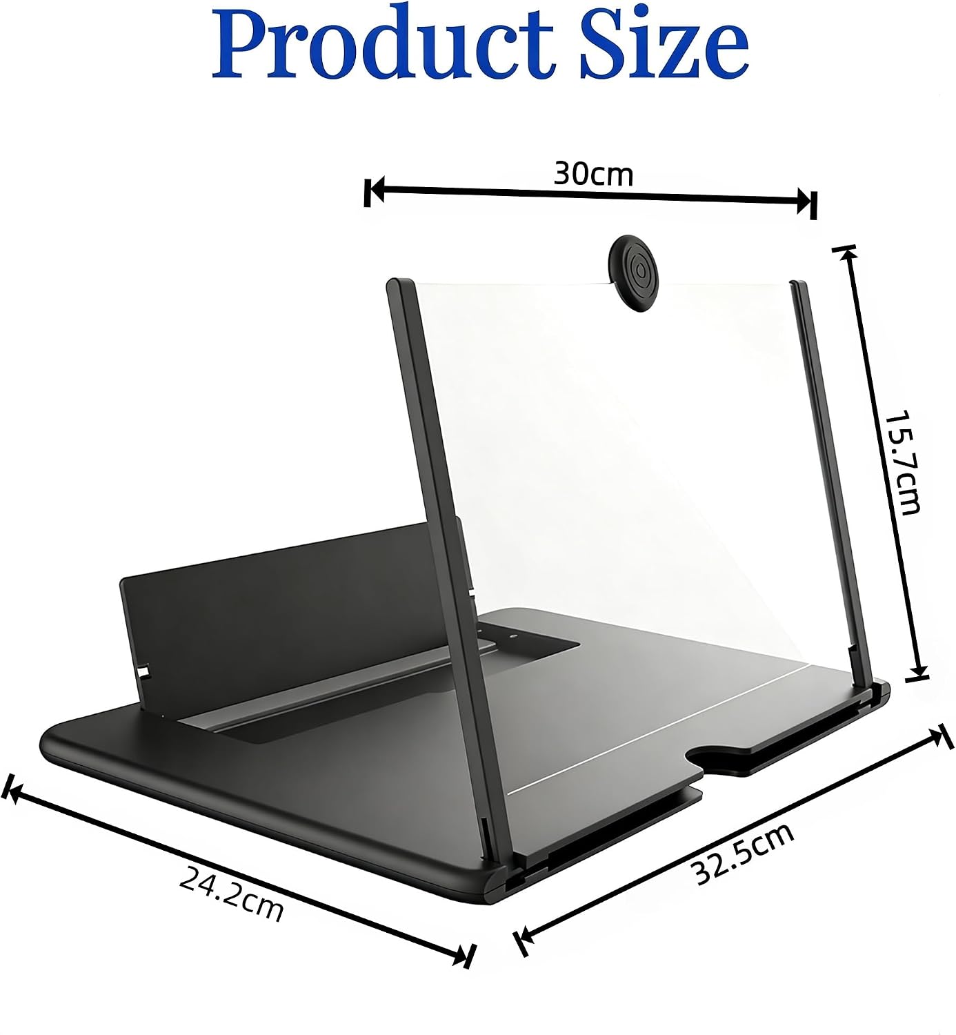 16-Inch Black Phone Screen Magnifier, Foldable Optical Enlarger for Movies & Gaming