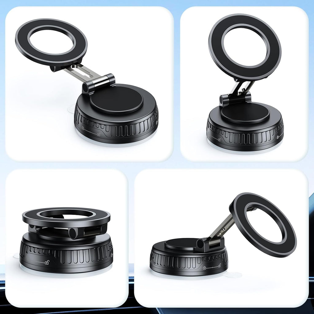 Vacuum & Magnetic Car Phone Holder for Magsafe 【Upgraded 120+ LBS】 360° Adjustable Cell Phone Holders for Your Car, Car Phone Mount Accessories for Iphone 17 Pro Max 16 15 14 13 12 Air Plus
