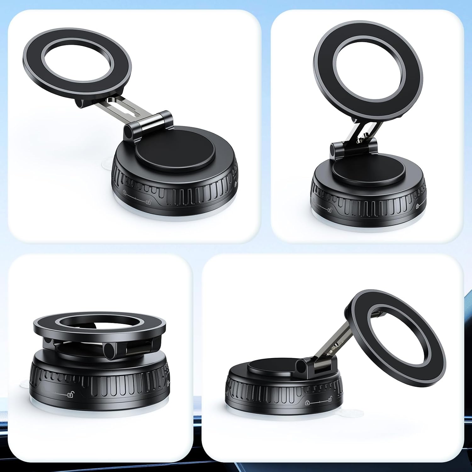 Vacuum & Magnetic Car Phone Holder for Magsafe 【Upgraded 120+ LBS】 360° Adjustable Cell Phone Holders for Your Car, Car Phone Mount Accessories for Iphone 17 Pro Max 16 15 14 13 12 Air Plus