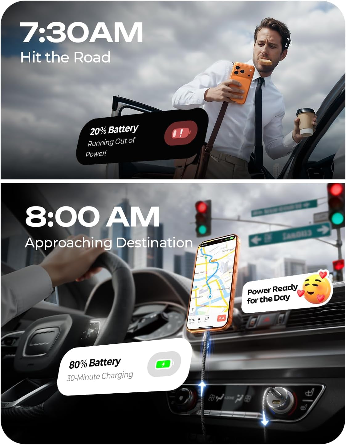 67.5W Car Charger USB C Fast Charge, PD 45W USB C Car Charger Fast Charging【Mini & Metal】 Cigarette Lighter Adapter USB-C Type C Car Charger for Iphone 17 16 15 Pro Max, for Samsung S26 S25