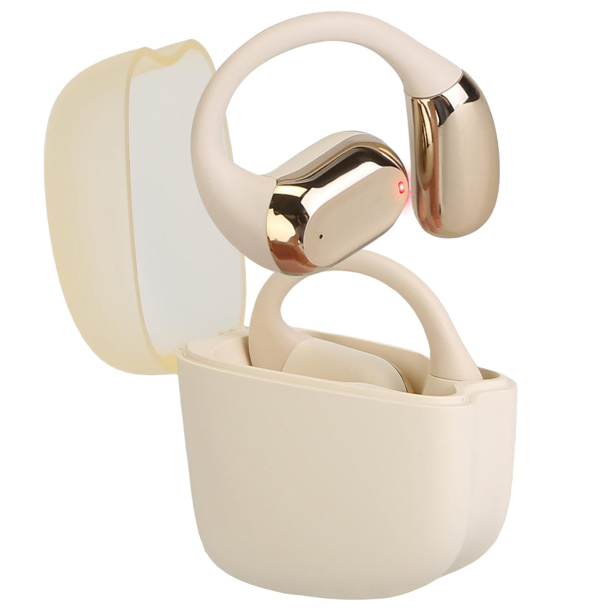 1 Set Wireless V5.4 Open Ear Earbuds with Earhook LED Display Charging Case IPX5 Waterproof 300Hrs Standby Time Touch Control Stereo Sport Headphones for Workout Running