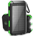Solpowben 20000Mah Solar Power Bank Compatible for Cell Phone Iphone, Portable Charger with Dual 5V USB Ports & 2 Flashlights & Compass for Outdoor Camping Hiking (Green)
