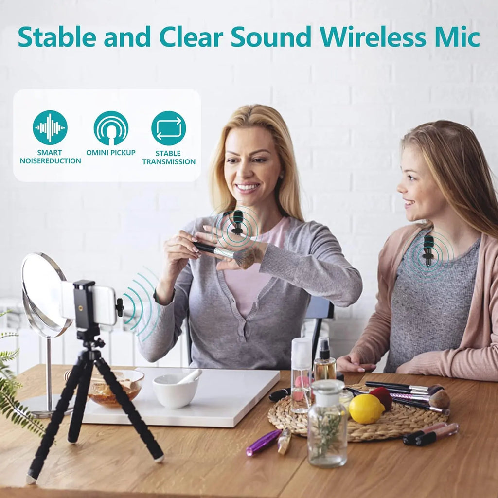 Portable Wireless Lavalier Microphone, Wireless Mics, Set Wireless Collar Clip Mic for Iphone, Android Phone, Plug-Play Lapel Mic, Usb Rechargeable Mic for Video Recording, Teaching, Interviews, Podcast, Tiktok & Vlog, Live Streaming Equipment