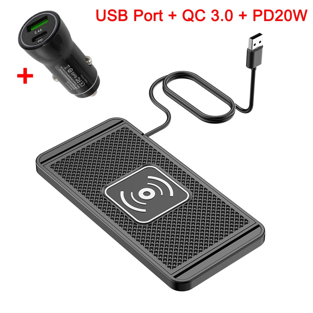 Wireless Charger for Iphone 15 14 Pro Max Samsung Galaxy S23 Xiaomi Huawei Fast Charging Non-Slip Pad Car Wireless Charger