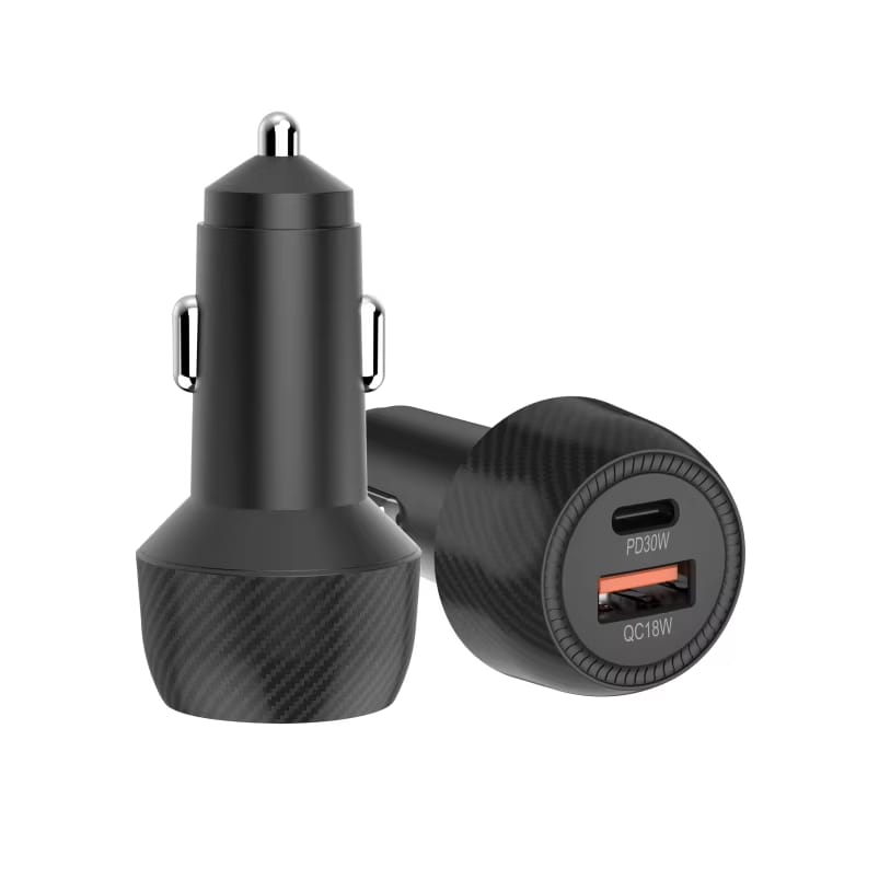 48W Fast Car Charger USB C PD & USB A QC 3.0 Dual Port Fast Charging Car Adapter for iPhone 16/15, Samsung Galaxy, iPad, Android – Compact Cigarette Lighter Car Charger