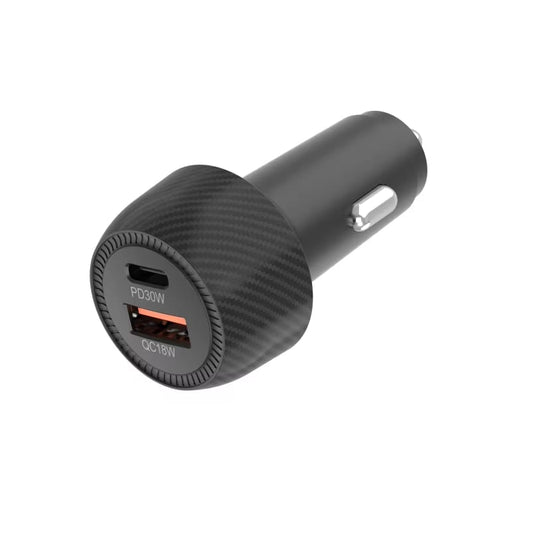 48W Fast Car Charger USB C PD & USB A QC 3.0 Dual Port Fast Charging Car Adapter for iPhone 16/15, Samsung Galaxy, iPad, Android – Compact Cigarette Lighter Car Charger