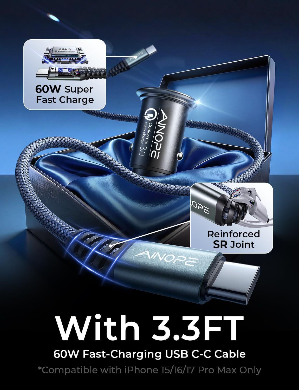 67.5W Car Charger USB C Fast Charge, PD 45W USB C Car Charger Fast Charging【Mini & Metal】 Cigarette Lighter Adapter USB-C Type C Car Charger for Iphone 17 16 15 Pro Max, for Samsung S26 S25