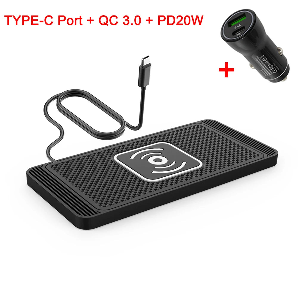 Wireless Charger for Iphone 15 14 Pro Max Samsung Galaxy S23 Xiaomi Huawei Fast Charging Non-Slip Pad Car Wireless Charger